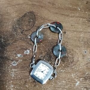 Silver and Black Chain Link Watch
